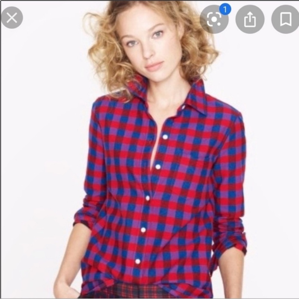 J Crew Button Shirt XS Navy Red Boy Fit